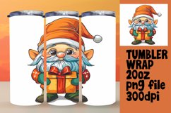 Festive Gnome Watercolor Tumbler Wrap 20oz Sublimation Product Image 1