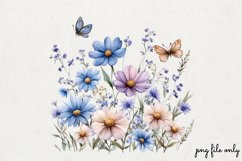 Wild flowers butterflies and dragonfly Clipart PNG Product Image 1