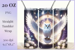 Sublimation Tumbler Wrap 3D White Owl / Png file Product Image 1