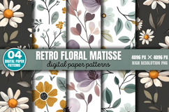 Retro floral matisse Digital Paper Bundle PNG Product Image 5