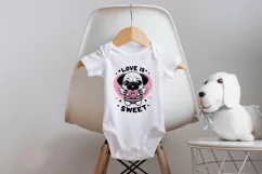 Love is sweet, cute pug Sublimation PNG. Valentine's day. Product Image 2