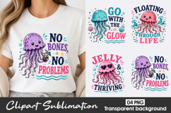 Cute Jellyfish Clipart Sublimation PNG Product Image 1