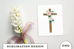Watercolor Floral cross sublimation Png Product Image 4