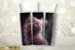 PINK CAT tumbler wrap sublimation design png Product Image 1