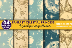Fantasy Celestial Princess Digital Paper Bundle PNG Product Image 5