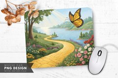 Butterfly Bliss on a Golden Path Mouse Pad PNG Design Product Image 1