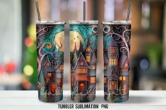 Haunted House Tumbler Wrap Sublimation Design PNG Product Image 3