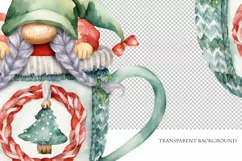 Watercolor Christmas gnome in tea mug, Gnome PNG Product Image 4