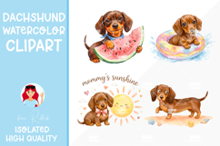 4 Dachshund Summer Watercolor Cliparts Product Image 1