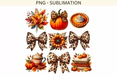 Coquette Fall Pumpkin & Bow PNG, Autumn Sublimation, Fall Product Image 2