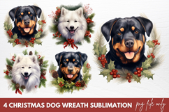 Christmas Dog Wreath Sublimation Clipart Product Image 1