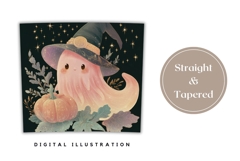 Pink Ghost Tumbler Wrap, Glitter Halloween Pumpkin Tumbler Product Image 4