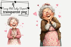 Funny Old Lady Clipart Watercolor PNG Product Image 1