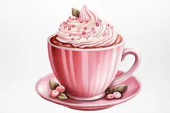 Christmas Hot Cocoa Watercolor Clipart PNG Product Image 4