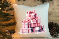 Pink Christmas gifts clipart sublimation, Christmas PNG Product Image 4
