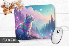 Whimsical Rainbow Cat Mouse Pad PNG Design Product Image 1