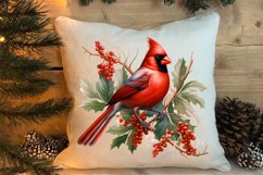 Christmas Cardinal Watercolor Clipart, Christmas Cardinal Product Image 4