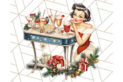 Vintage Glamorous Christmas Party Clipart PNG, Holiday Png Product Image 4