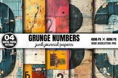 Grunge Numbers Junk Journal Paper PNG Product Image 1