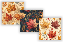 Maple Leaf Digital Paper Pack, Seamless Watercolor Pattern Product Image 4