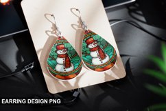 Stained Glass Christmas Snowman flowers Earring Design Product Image 1