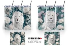 3D White Lion in the Bush| Tumbler Sublimation Wrap Product Image 5
