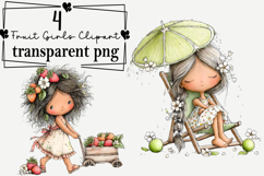 Whimsical Fruit Girls Clipart Watercolor PNG Product Image 1