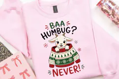 Baa Humbug Never PNG, Christmas Goat Sweater PNG, Funny Goat Product Image 2