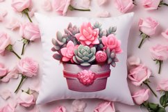 Pink Valentine Succulent Pot Clipart Bundle Product Image 9