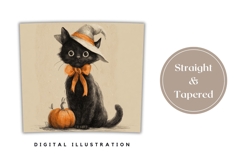 Cartoon Halloween Cat Tumbler, Halloween Black Cat PNG Product Image 4