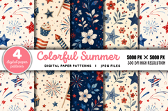 Fourth Of July Watercolor Digital Paper PNG Product Image 1