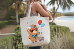 4th of July Highland Cow PNG Sublimation Design Product Image 4