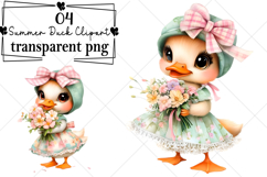 Whimsical Summer Duck Clipart Watercolor PNG Product Image 1