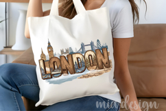 London England PNG, Vintage Big Ben City Skyline Sublimation Product Image 4
