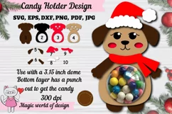 Dog in a Santa hat candy dome, svg, paper cut template Product Image 1