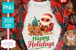 Happy Holidays PNG design, Cute Santa sublimation Design Product Image 5