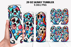 Ghost Skinny Tumbler 20oz Wrap Design, Halloween Tumbler PNG Product Image 1