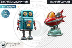 Cute Space Astronaut Clipart, Retro Space Adventure PNG Product Image 1