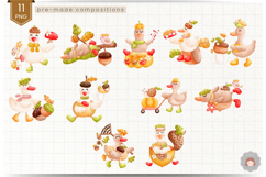 Goose Autumn Watercolor Clipart Sublimation Bundle Product Image 4