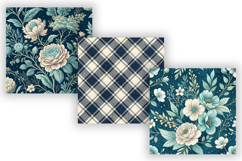 Ocean Toile Digital Paper Pack, Vintage Floral Toile Product Image 4