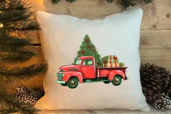 Red Christmas Truck Sublimation Clipart, Christmas PNG Product Image 4