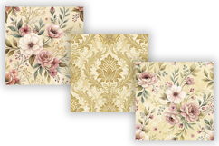 Butter Yellow Toile Digital Paper Pack, Vintage Floral Toile Product Image 4