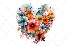 Colorful Floral Heart Sublimation Watercolor Clipart Product Image 4