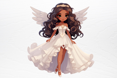 Christmas Black Angel Clipart Fashion Girl PNG Product Image 4