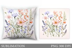 Flowers Sublimation. Wildflowers Pillow Sublimation Product Image 1
