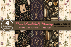 Floral Bookshelf Library Digital Pattern JPG Product Image 1