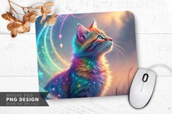 Whimsical Rainbow Cat Adventure Mouse Pad PNG Design Product Image 1