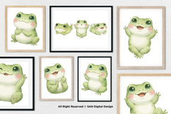 15 Bundle Watercolor Cute Frog Baby Fat Frog Green Animal Product Image 4