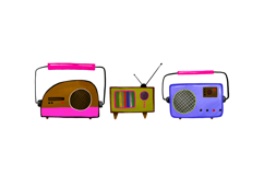 Retro 90s Vintage Electronics Clipart: Hand-Drawn Boombox Product Image 4