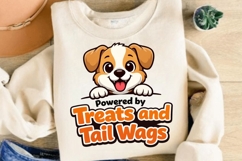 Powered by Treats and Tail Wags Cute Puppy Shirt Design Product Image 4
